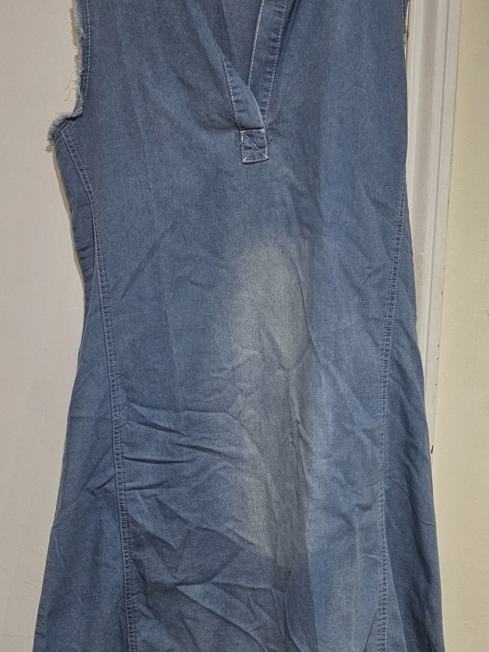 Sleeveless Denim Mini Dress in Washed Blue